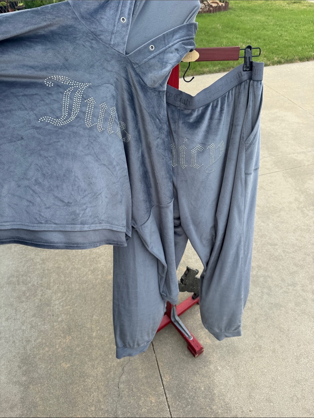 Juicy Couture Gray Velour Rhinestone Logo Sweatpants